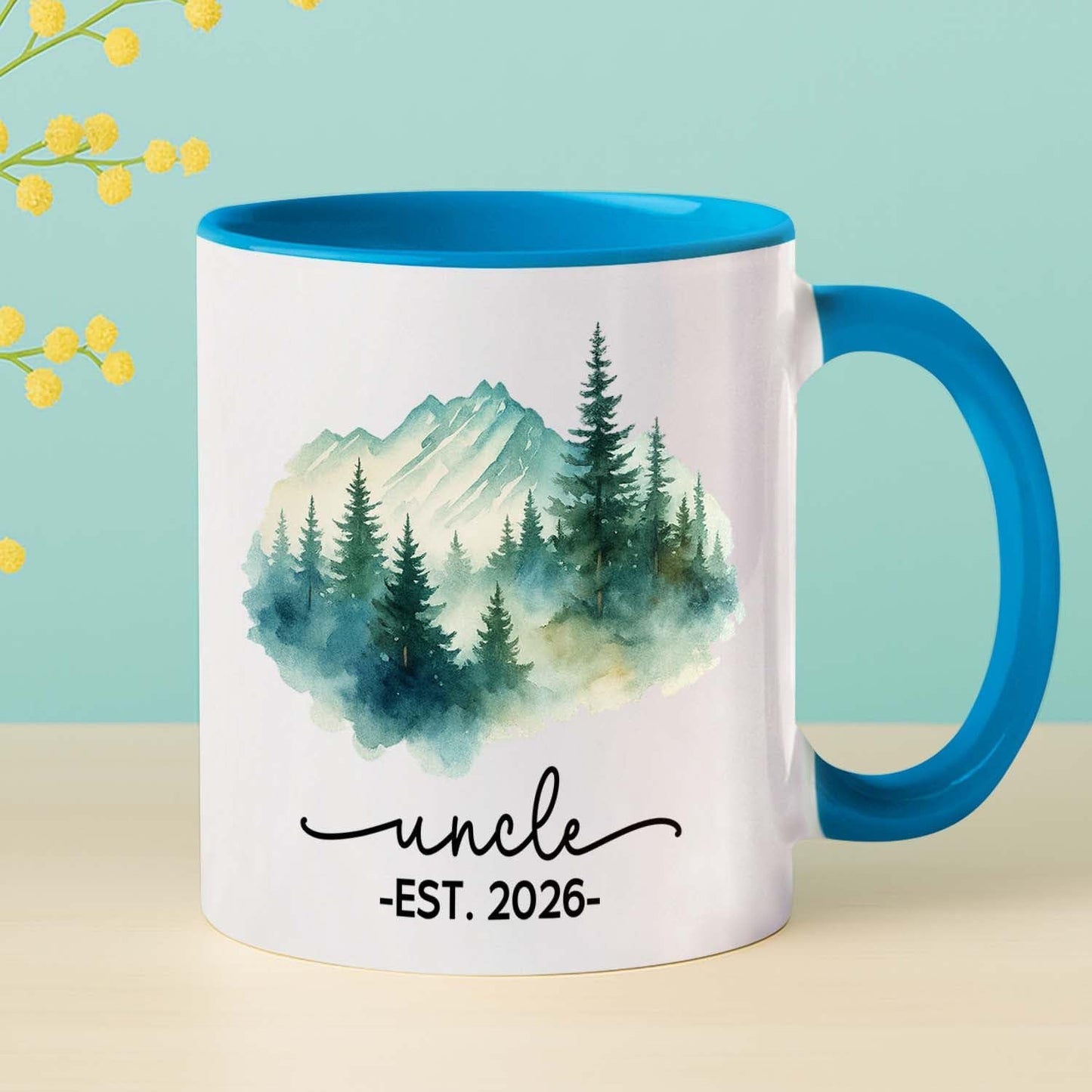 Personalized Uncle EST 2026 Coffee Mug Gift For New Uncles Brother Family, Custom Uncles Accent Coffee Cup 11 15Oz, First Time Uncle White Cup Gift For Birthday Father's Day Pregnancy Announcement
