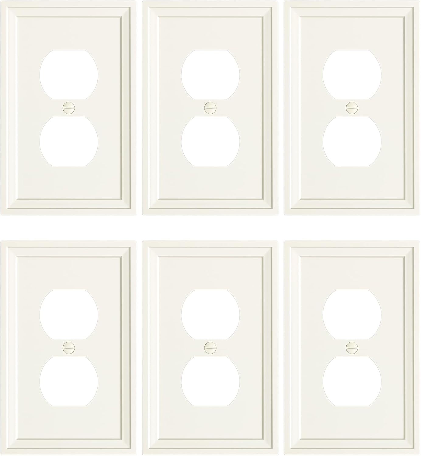 6-Pack Duplex Outlet Cover, Natural Bamboo Fiber Switch Plates and Outlet Covers, Light Almond Decorative Wall Plates for Electrical Outlets, 1 Gang Receptacle Cover, Corrosion Resistant