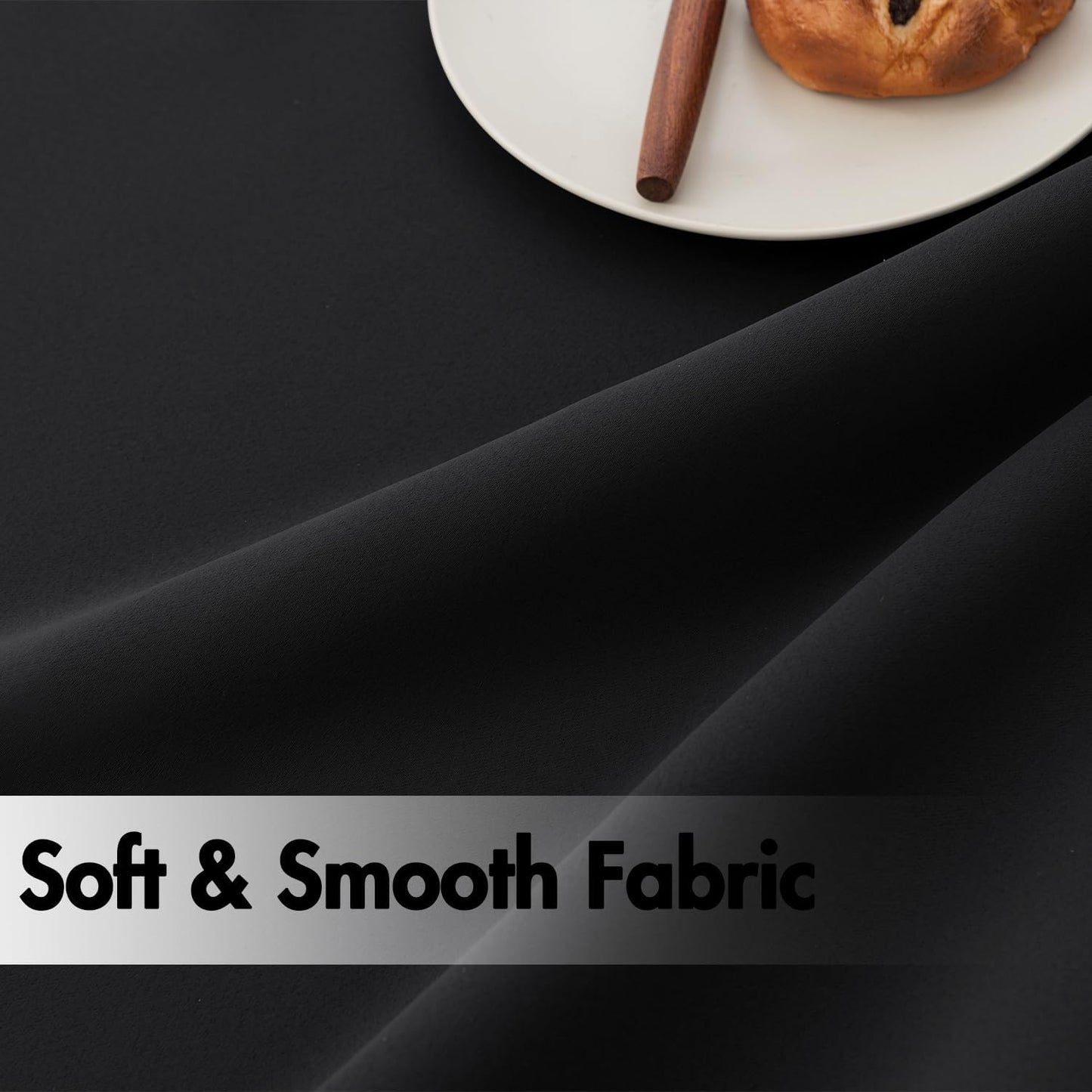 ANRODUO Back Tab Blackout Curtains for Bedroom Living Room, Rod Pocket Pinch Pleated Thermal Insulated Room Darkening Curtains 72 Inches Long 2 Panels, Black, 42 x 72 Inch