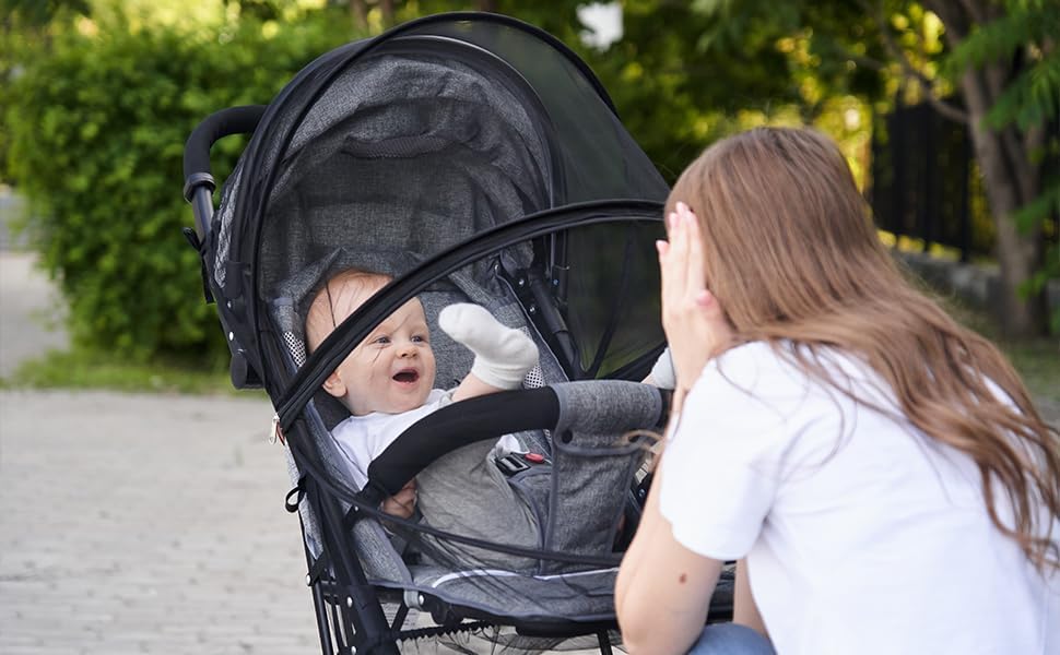 Mosquito Net for Stroller,Encrypted Stroller Mosquito Net Full Cover with Double Zipper,Breathable & Foldable Netting for Baby Cover(Black)