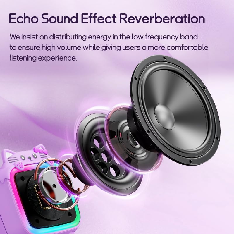 Karaoke Machine with 2 Wireless Microphones for Kids Adults,Portable Bluetooth Speaker Girls Toddlers Toy Gift for Aged 3-12 Year Birthday Parties Christmas Party - Purple