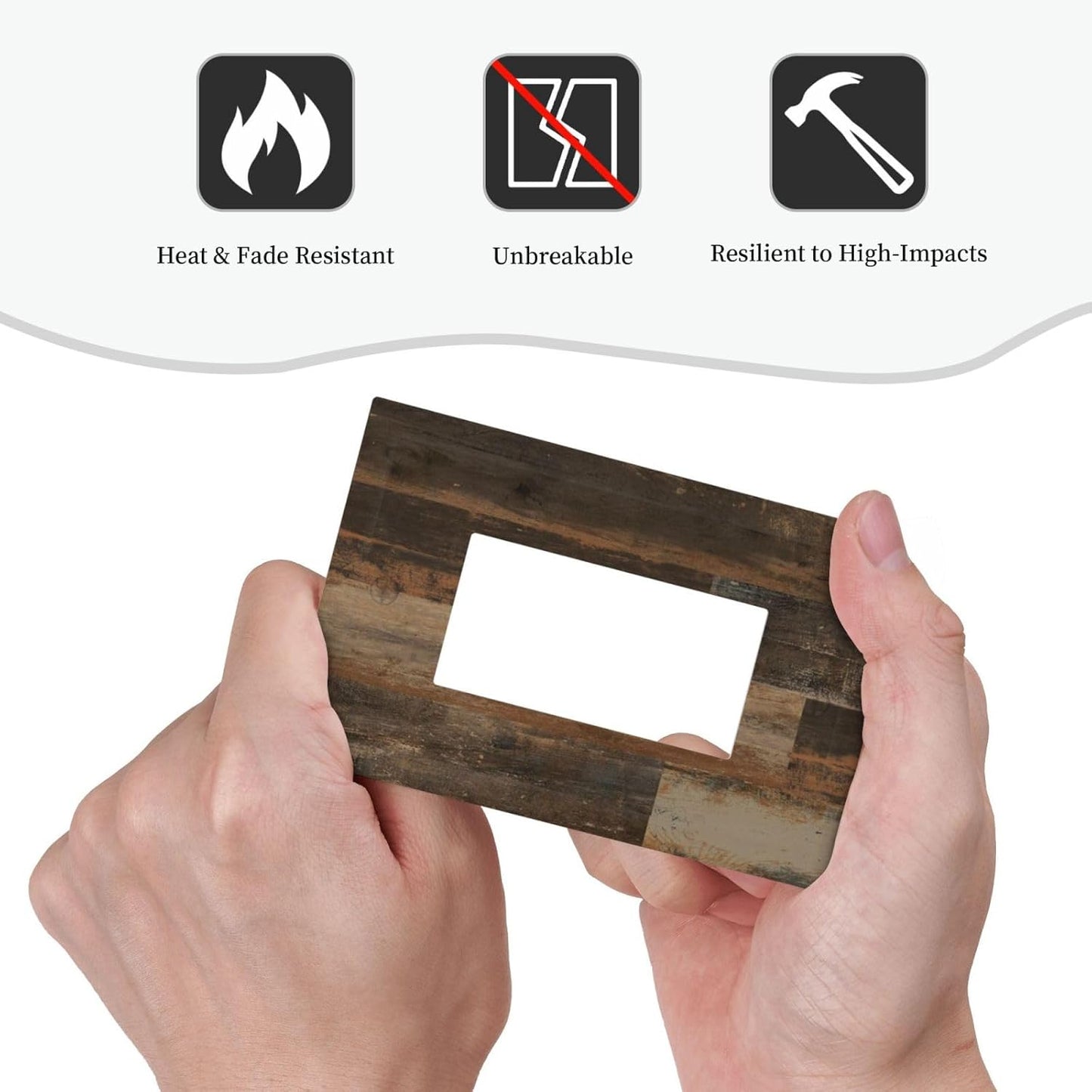 Rustic Brown Wood Grain Dark Oak Decorative Outlet Covers 1 Gang Single Rocker Light Switch Cover Plate Wall Plates GFCI Faceplate for Farmhouse Home Decor