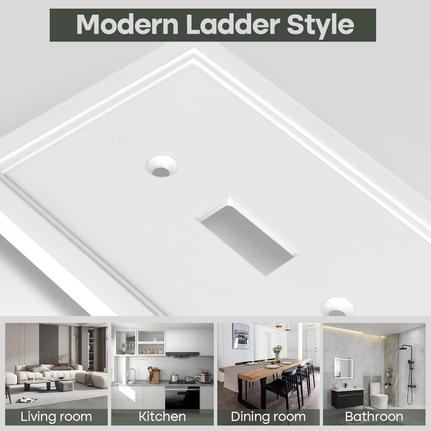 White Decorative Light Switch Cover Plate, Classic Single Toggle Switch Plate Covers, Natural Bamboo Fiber 1 Gang Wall Plates for Bathroom Kitchen- 4 Pack