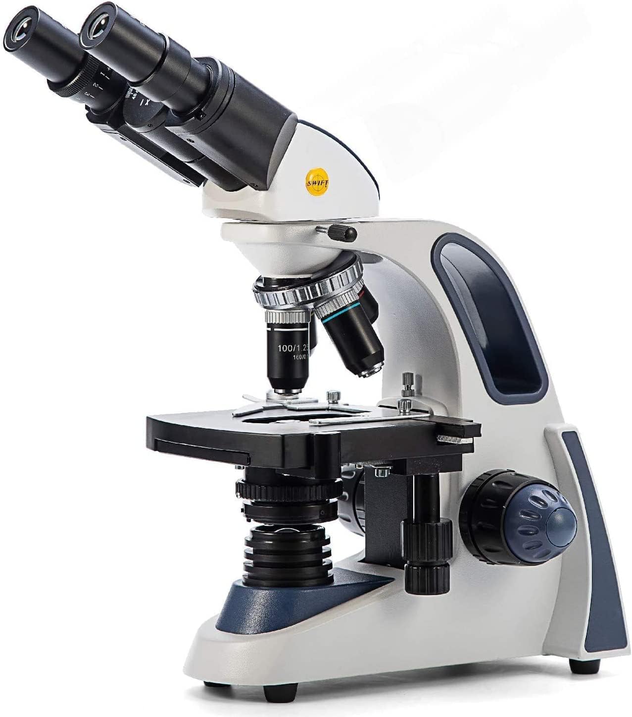 SWIFT SW380B 40X-2500X Magnification, Siedentopf Head, Research-Grade Binocular Compound Lab Microscope with Wide-Field 10X and 25X Eyepieces, Mechanical Stage, Ultra-Precise Focusing
