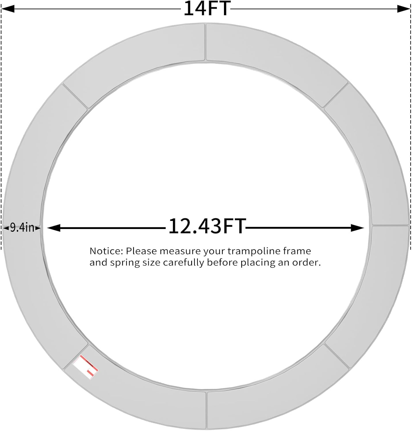 16FT/15FT/14FT/12FT/10FT Trampoline Safety Pad Replacement, Round Trampoline Spring Protection Cover, Fits 16FT/15FT/14FT/12FT/10FT Frames, Water-Resistant Trampoline Accessories