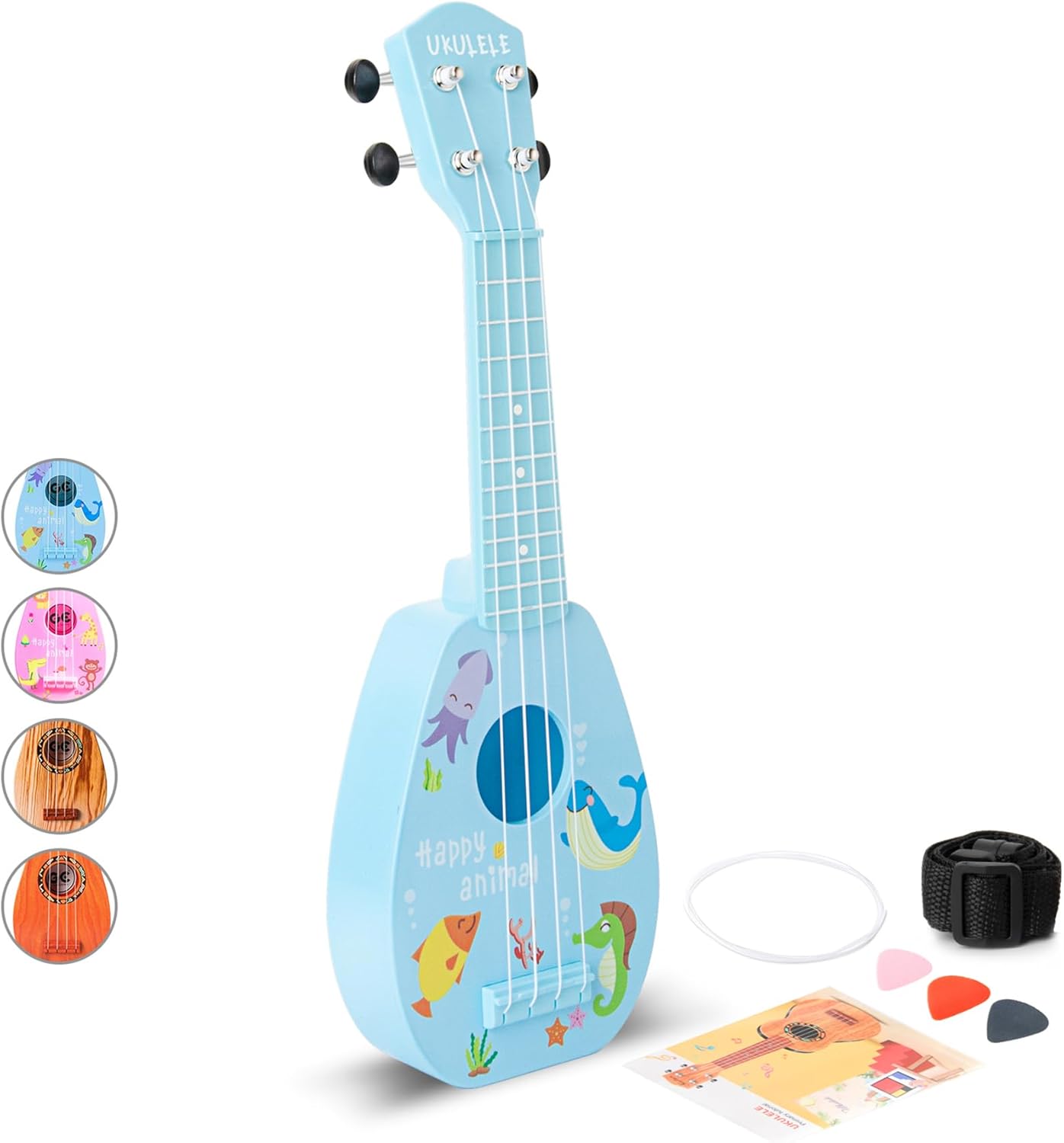 YOLOPARK 17" Kids Toy Guitar for Girls Boys, Mini Toddler Ukulele Guitar with 4 Strings Keep Tones Can Play for 3, 4, 5, 6, 7 Year Old Kids Musical Instruments Educational Toys for Beginner (Blue)