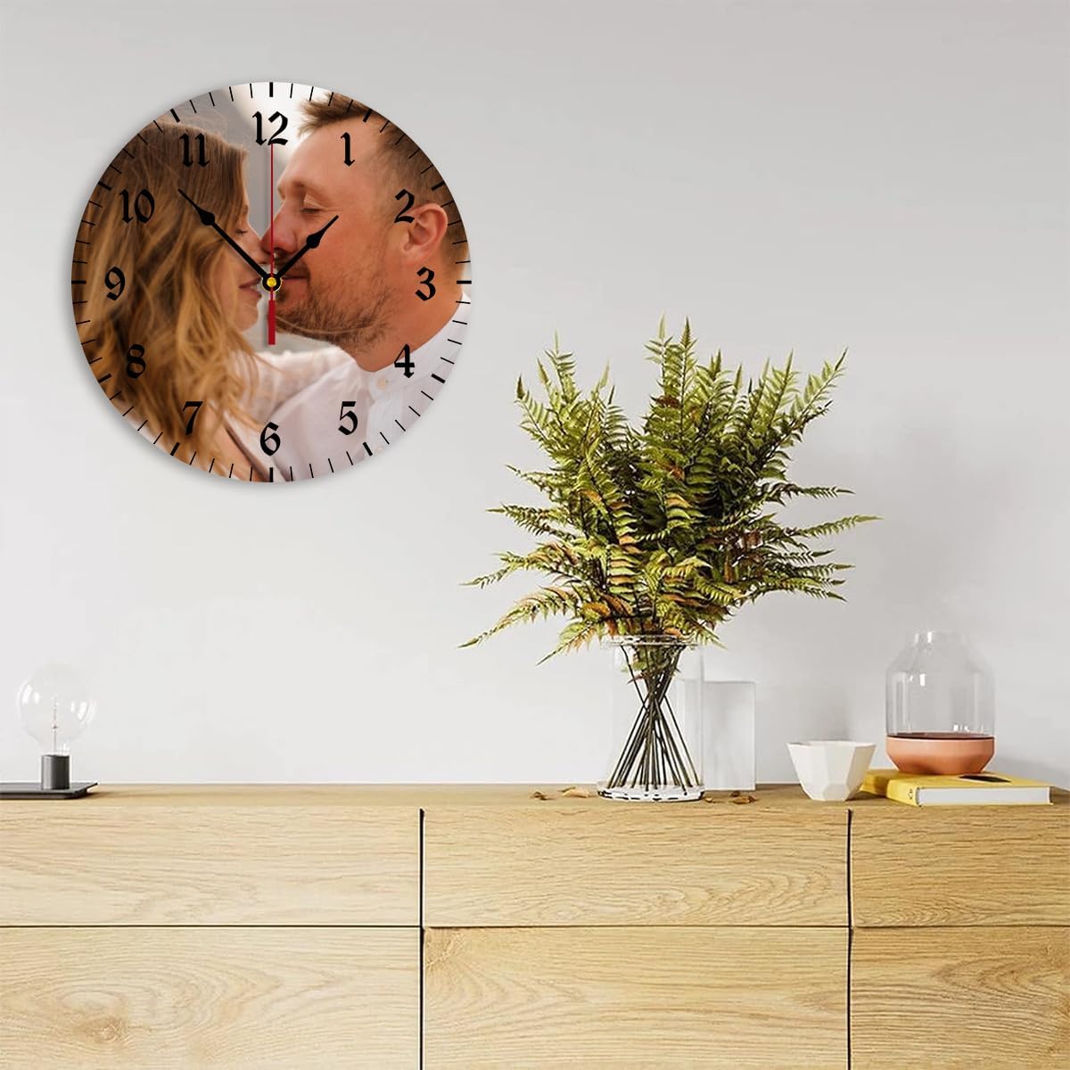 Generic Custom Clocks for Walls Personalized Clocks with Photo Text Logo Silent Non Ticking Round Decoration for Kitchen Family Friends Gifts, 10inch-25cm