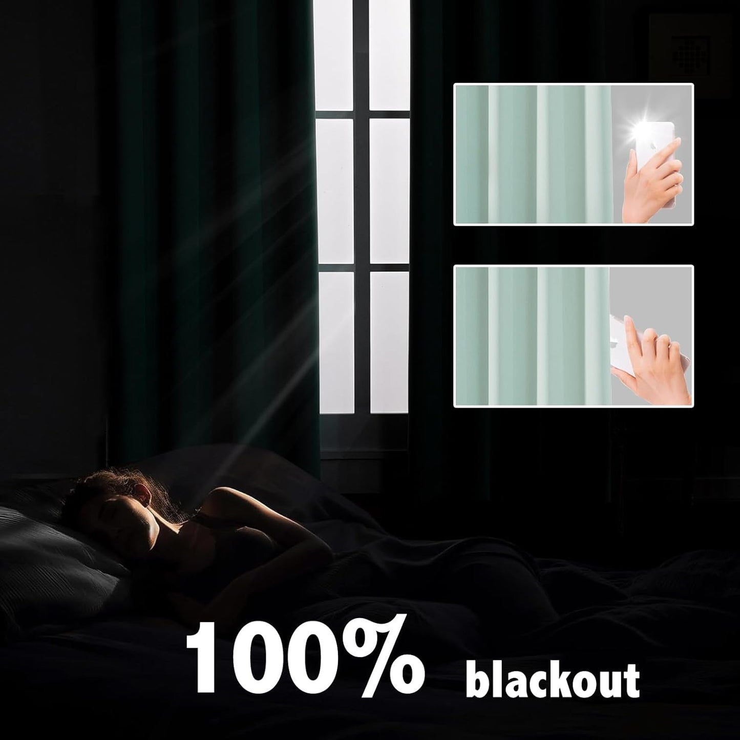 Anytime 100% Blackout Curtain Set, Thermal Insulated & Energy Efficiency Window Draperies for Guest Room, Full Shading Panels for Shift Worker and Light Sleepers（Light Blue, 2 Panels, 52W x 72L）