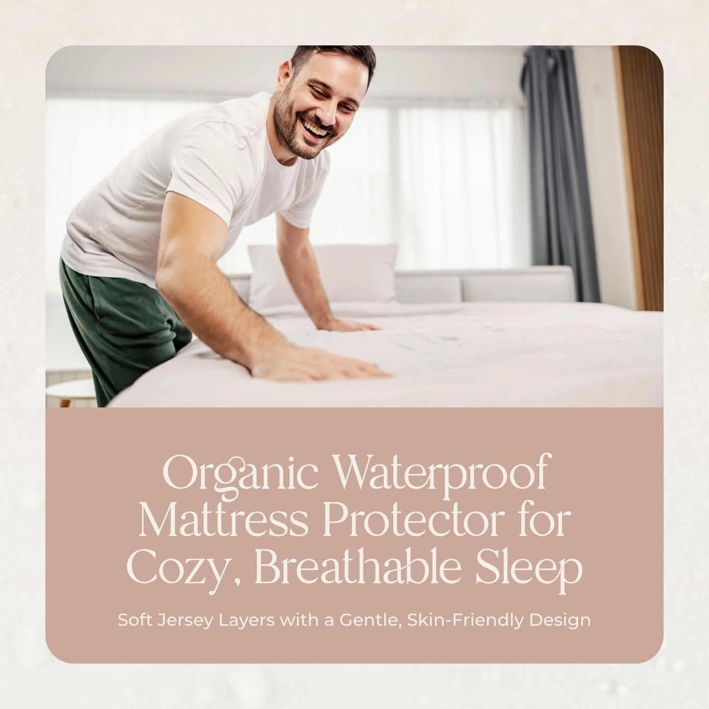 Organic Waterproof Mattress Protector Full Size - 100% Waterproof Mattress Pad with Quiet & Breathable Triple Layer Protection - Fairtrade & GOTS Certified Durable Machine Washable Design (Full)