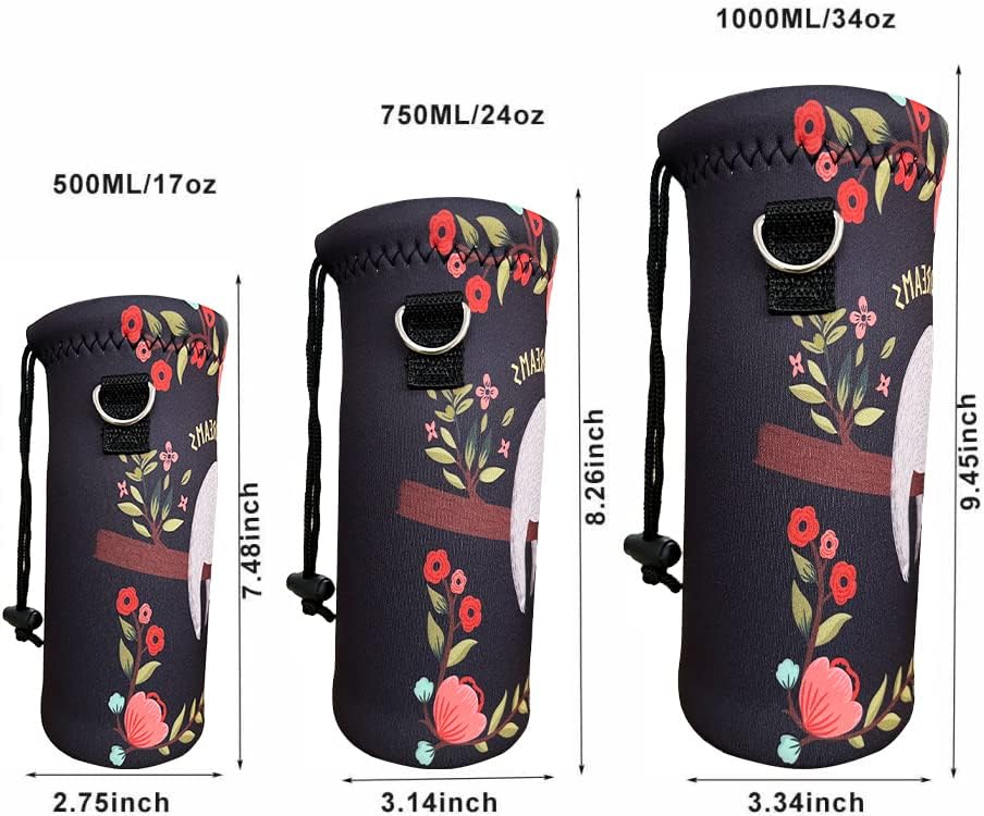RICHEN Neoprene Water Bottle Carrier Bag with Adjustable Shoulder Strap,Insulated Water Bottle Cover for Stainless Steel/Glass/Plastic Bottles