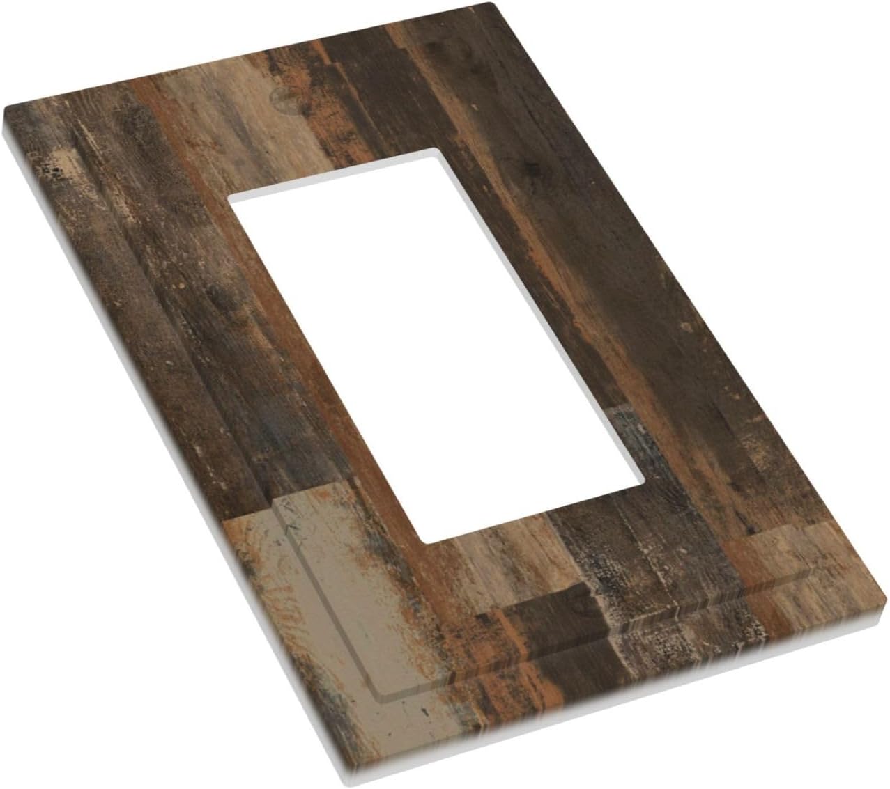 Rustic Brown Wood Grain Dark Oak Decorative Outlet Covers 1 Gang Single Rocker Light Switch Cover Plate Wall Plates GFCI Faceplate for Farmhouse Home Decor