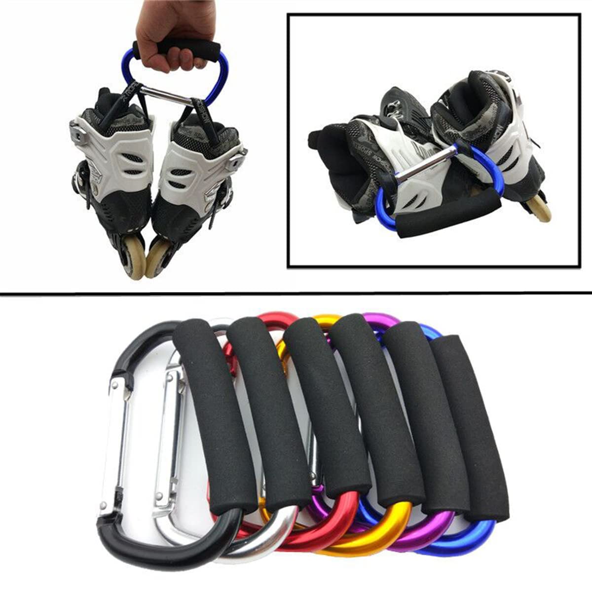 Stroller Hooks by Baby,2 pcs Carabiner Stroller Hook Organizer for Hanging Purses, Diaper Bag, Shopping Bags. Clip Fits Single/Twin Travel Systems, Car Seats and Joggers(Sky Blue)