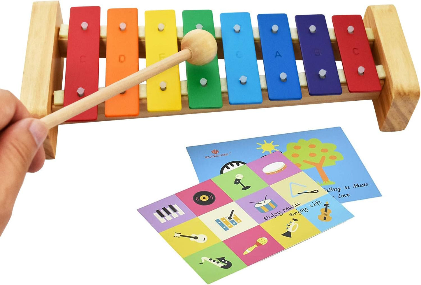 MUSICUBE Xylophone for Kids Wooden Xylophone with Mallets Orff Music Instrument for Educational Preschool Learning Baby Percussion Kit Professional Tuning Gift Choice for Children