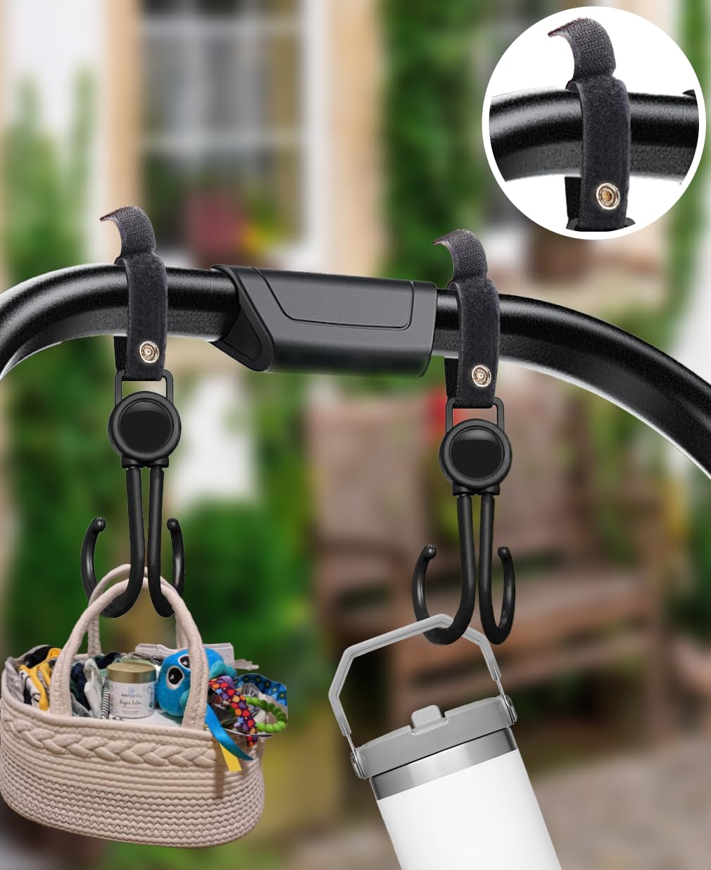 Double Stroller Hooks, 2 Pack Car Seat Hook, Adjustable Hook, Stroller Hanger Hook, Stroller Organizer Hook, Seat Headrest Hook, Universal Stroller Organizer