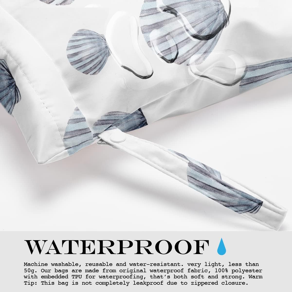 Wet Bag, Wet Dry Bag, Wet Bag for Swimsuit, Travel, Beach, Pool, Diapers, Dirty Yoga Gym Clothes, Makeup Bag, Waterproof Reusable Beach Bag Ocean Decor Starfish Sea Horse Anchor