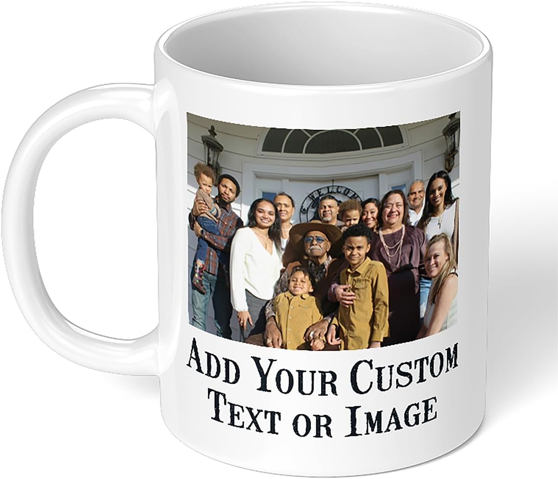 Personalized Coffee Mug, Custom Photo Text 11 Oz Ceramic Mug, Customized Picture Name Tea Cup, Unique Gift Idea, Taza Cafe Personalizadas Fotos, Cute Custom Gifts Mom Women Men, Father's Day, White