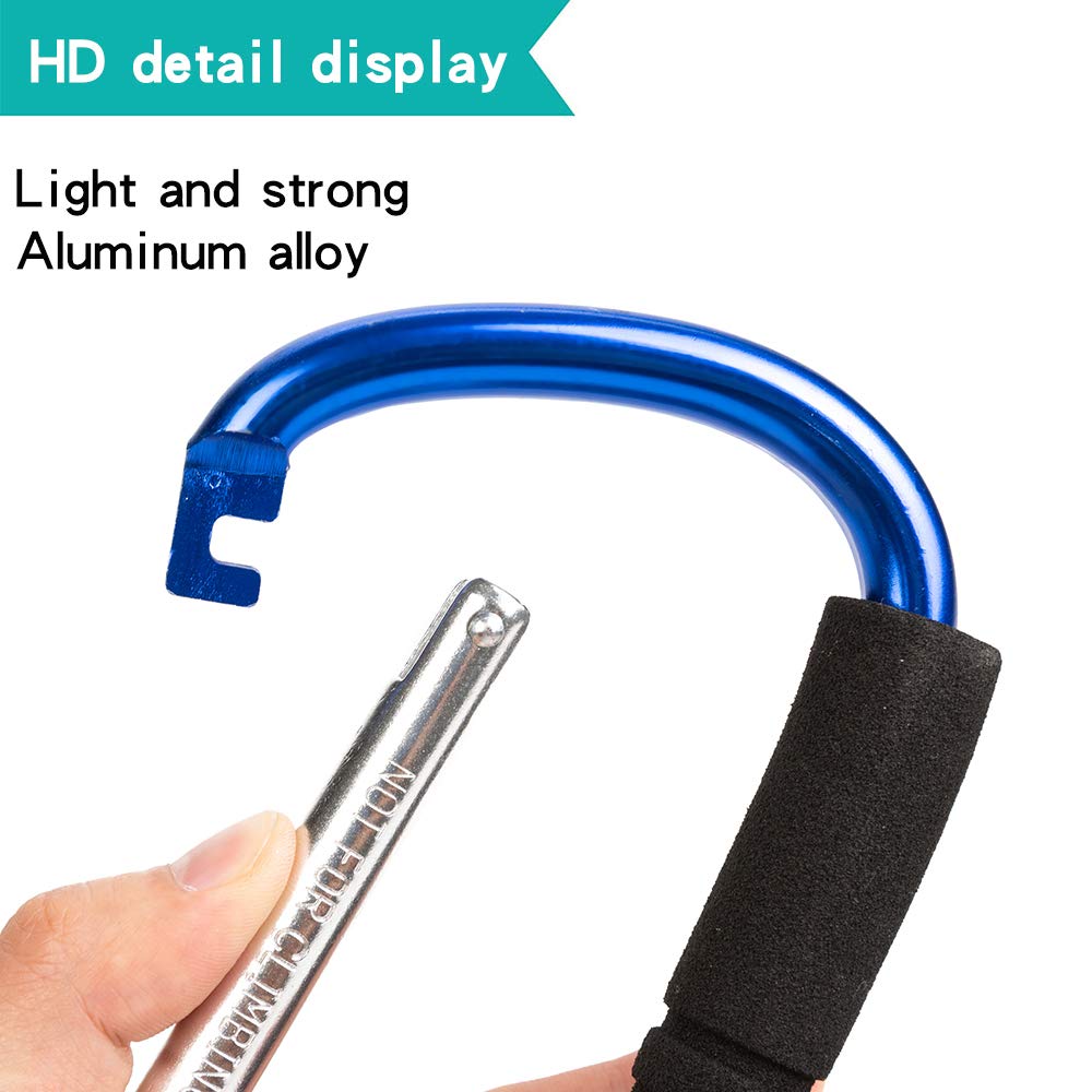 Funbliss Stroller Hooks by Baby，2 Pack Convenient Organizer Hook Bag Clips to Diaper Bags Clothing,Purses,Groceries,Great Hook Set for Mommy When Walking or Shopping Blue