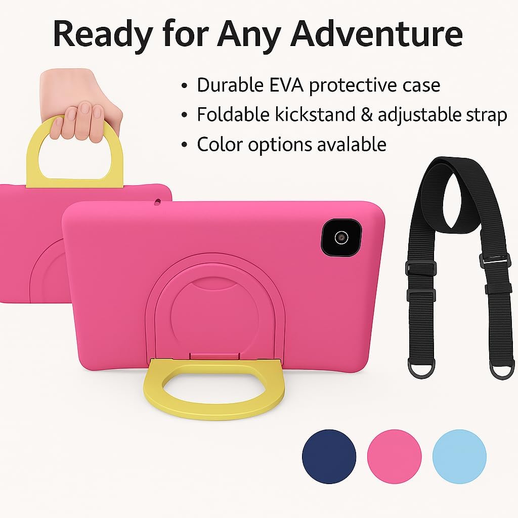 10.1 Inch Kids Tablet with Shockproof Case | Android 14, 64GB+8GB RAM, 12H Battery | Parental Control, Google Kids Space & Preloaded Educational Apps | WiFi 6, HD Display, Ages 3-12