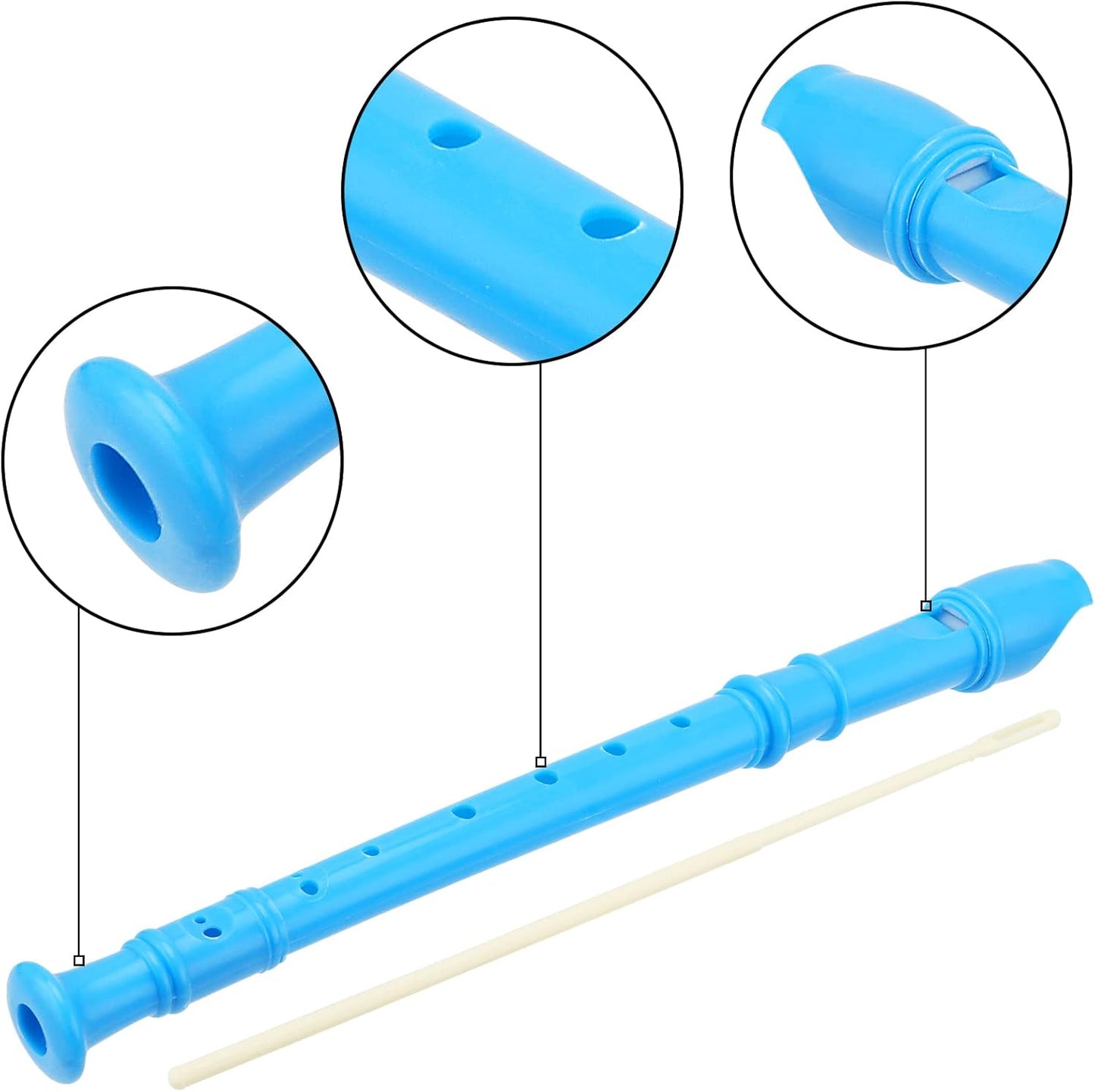 20 Pack 12 Inch Descant Soprano Recorder, 8 Hole Soprano Recorder Recorder Instrument with Cleaning Rod for Beginners, Blue