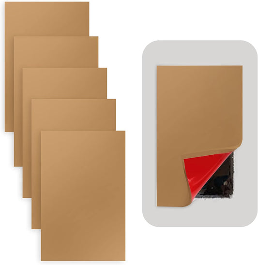 Rubber Bond Self-Adhesive Rubber Wall Outlet Cover Plate 5 Pack - Easy to Apply Peel & Stick Drywall Hole Patch - 5x3 Inch Screwless Blank Wall Plate Cover - Premium Rubber Wall Hole Cover (Brown)