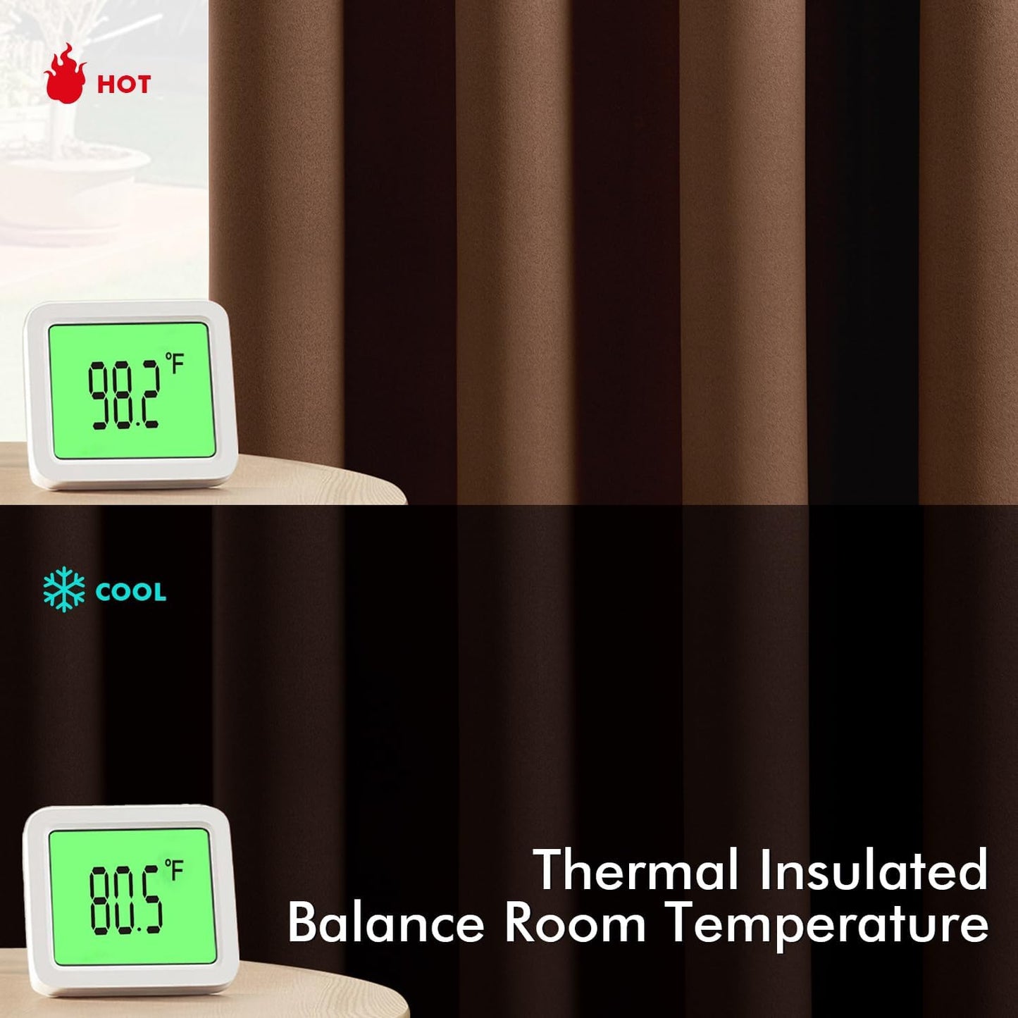 MIULEE Blackout Curtains for Bedroom Living Room 96 Inches Long 2 Panels, Thermal Insulated Room Darkening Drapes Solid Grommet Noise Reduction Light Blocking Window Treatments 40x96 Inch Mocha Brown