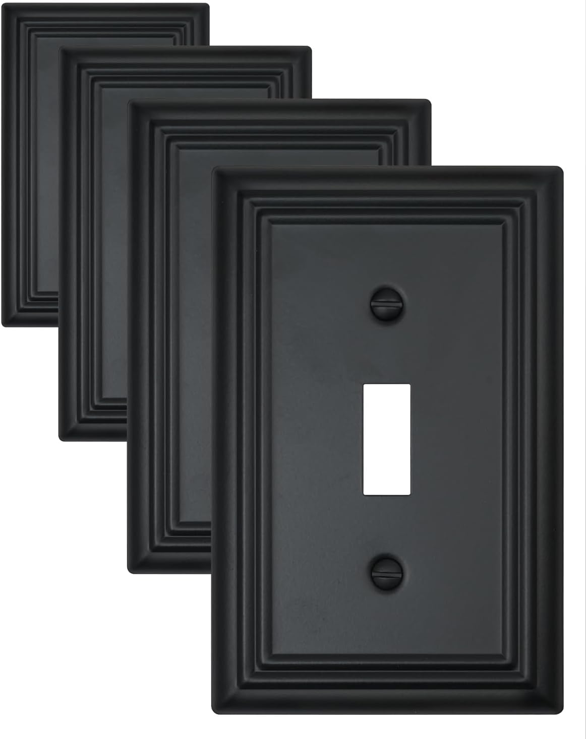 4-Pack Single Toggle Wall Plates, Decorative Black Switch Plate Covers, Metal Light Switch Covers, Durable Metal, 3.15''*4.88'', Midsize