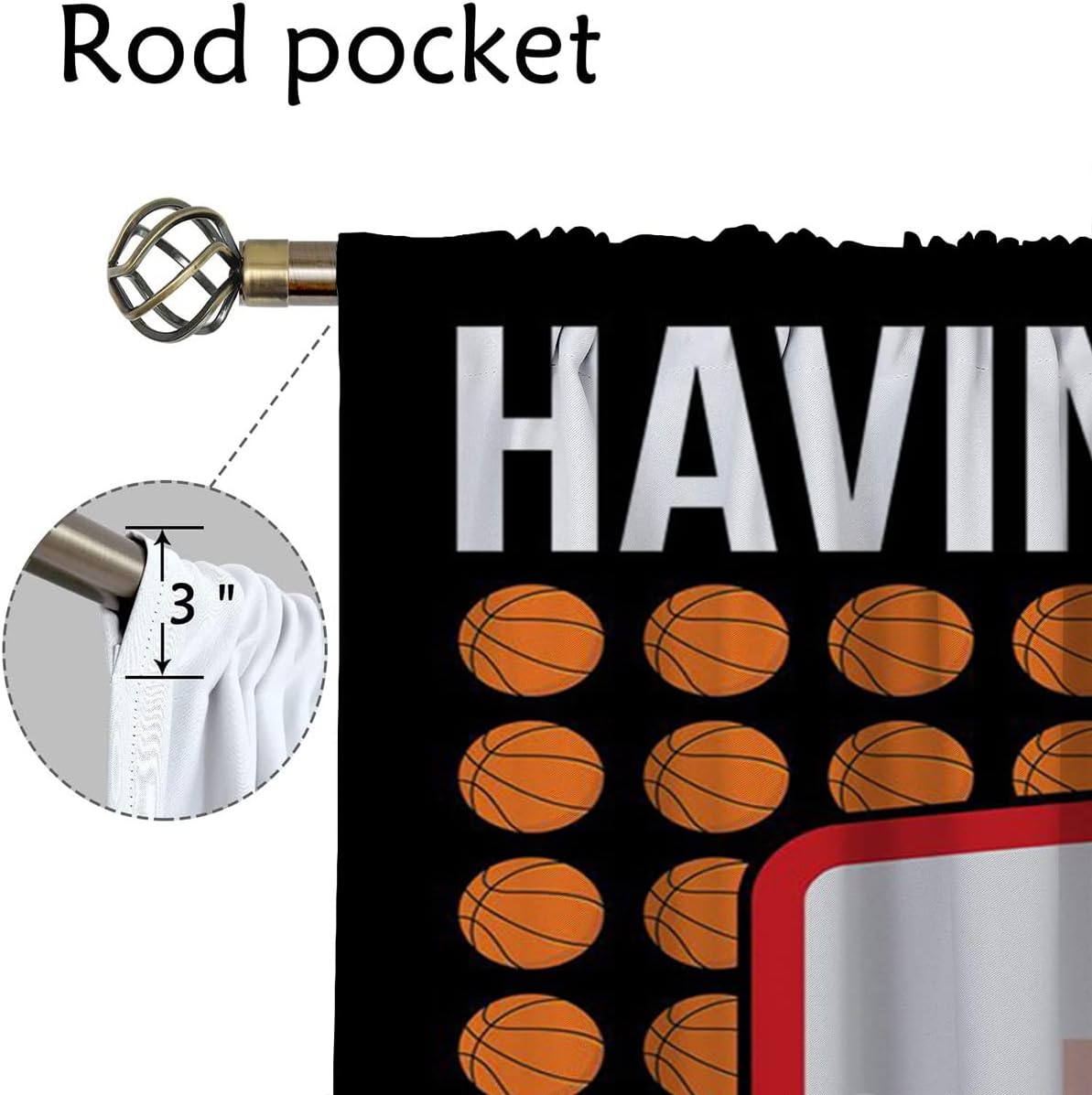 Basketball Blackout Curtains for Boy Girl Room Darkening Decor,Sports Themed Hoop and Many Basketballs Bedroom Living Room Home Rod Pocket Thermal Insulated Window Curtain/Drapes Panel,63x63 Inch…