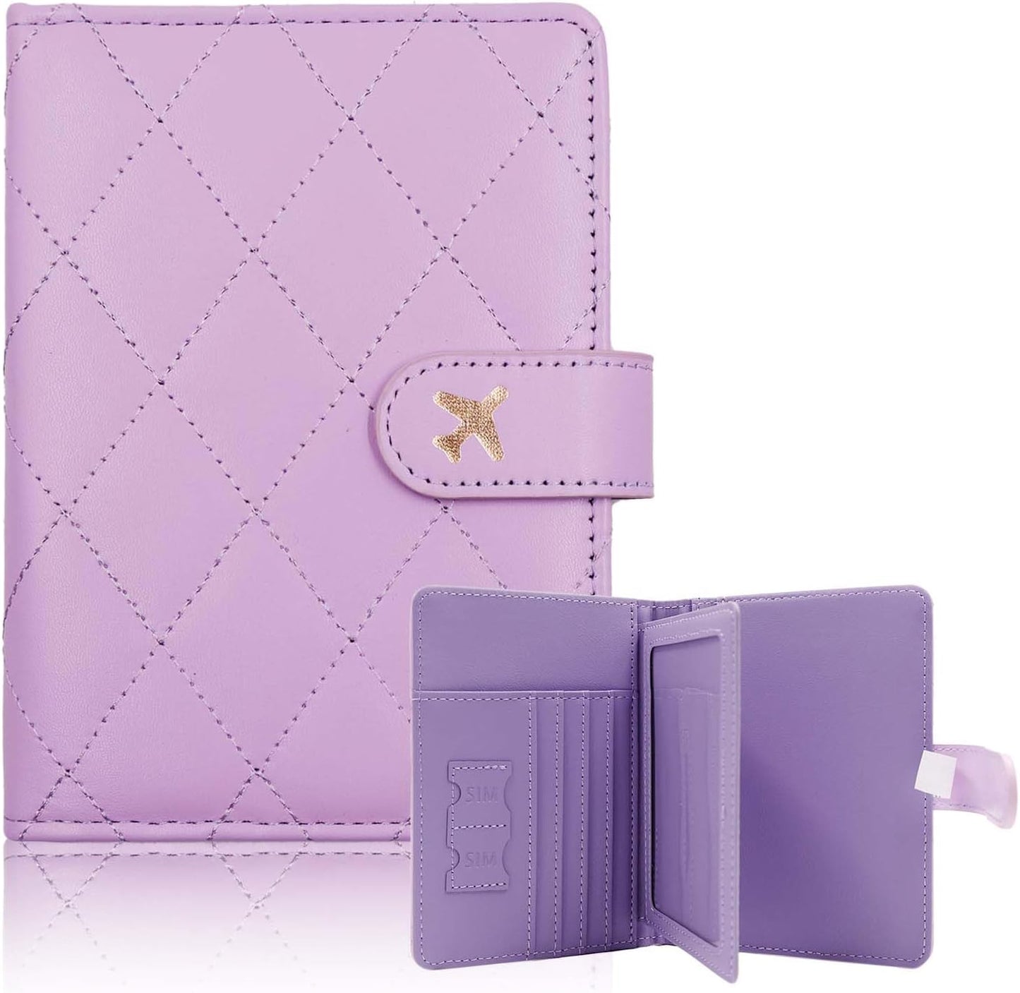 Melsbrinna Rfid Passport Holder for Travel women/Men, Cute Passport Wallet Rfid Blocking Card Slots, Rfid Passport Cover/CaseTravel Wallet, Passport Book Holder (1, LG PURPLE)