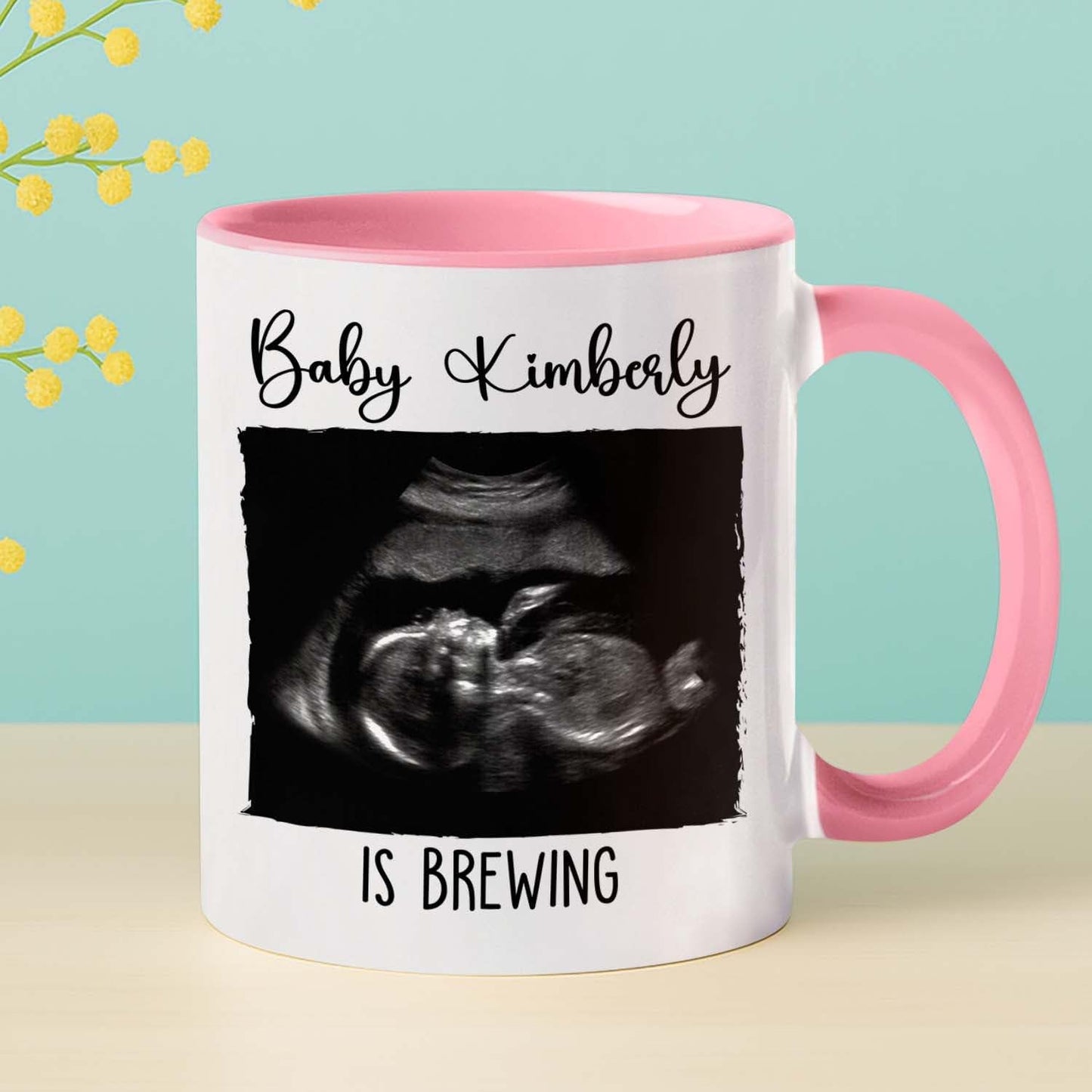 Personalized Promoted To Mommy EST. 2026 Accent Coffee Mug, Pregnancy Announcement White Ceramic Cup Gift For New Mom, Custom Name & Picture Ultrasound Baby Coffee Cup 11 15 Oz, Future Mommy Teacup