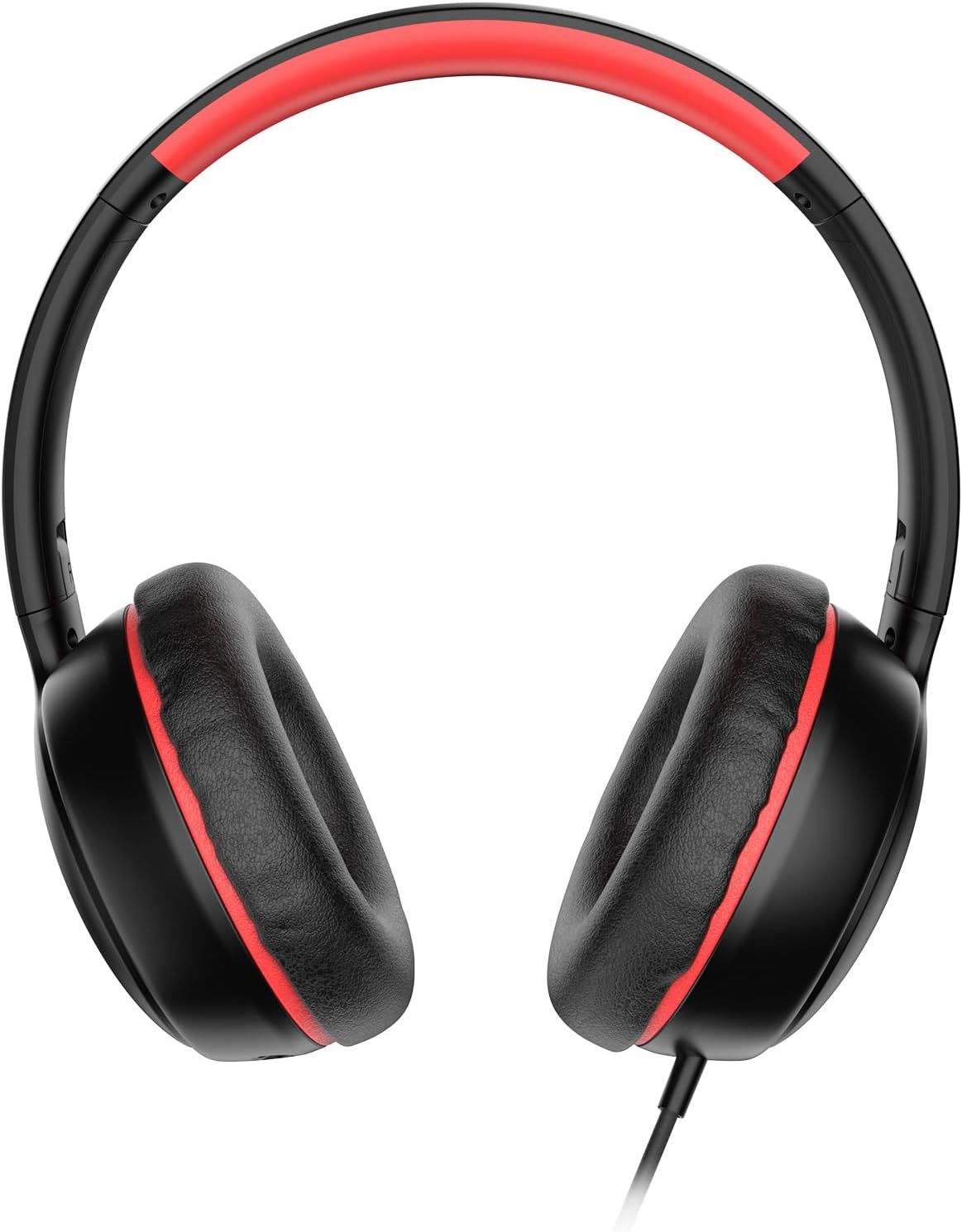Kids Headphones Wired with Microphone, Over Ear 85/94dB Volume Limited Headphones with Share Port, Stereo Sound Foldable Headset for Teens/Boys/Girls-Black Red