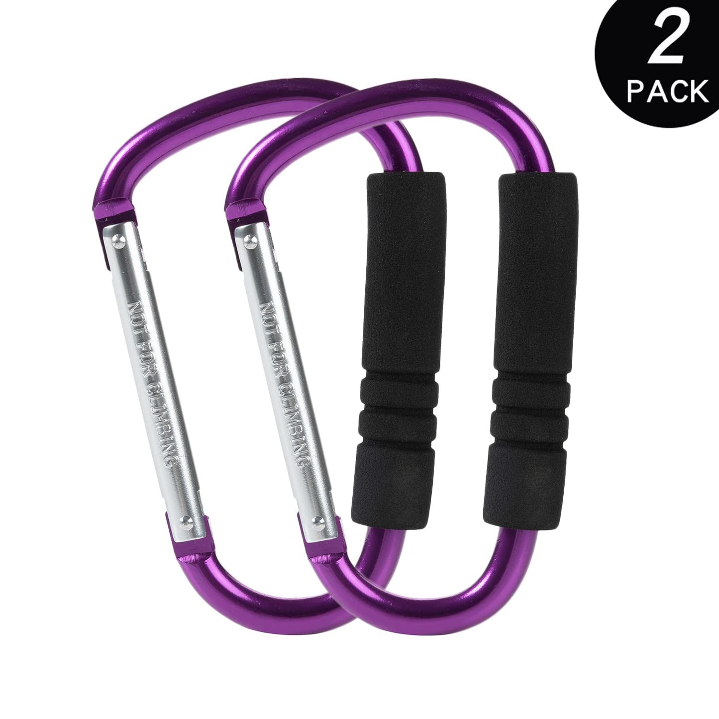 Funbliss Stroller Hooks by Baby，2 Pack Convenient Organizer Hook Bag Clips to Diaper Bags Clothing,Purses,Groceries,Great Hook Set for Mommy When Walking or Shopping Purple