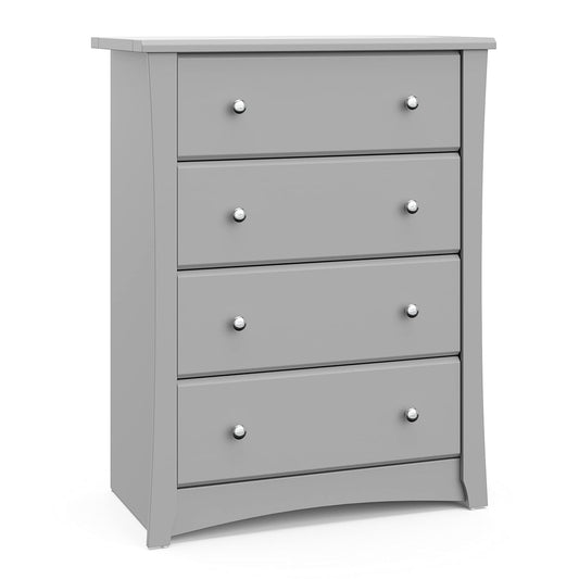 Storkcraft Crescent 4 Drawer Chest (Pebble Gray) – GREENGUARD Gold Certified, Easy-to-Match Chest of Drawers for Nursery and Kids Bedroom, Dresser Organizer for Children’s Bedroom