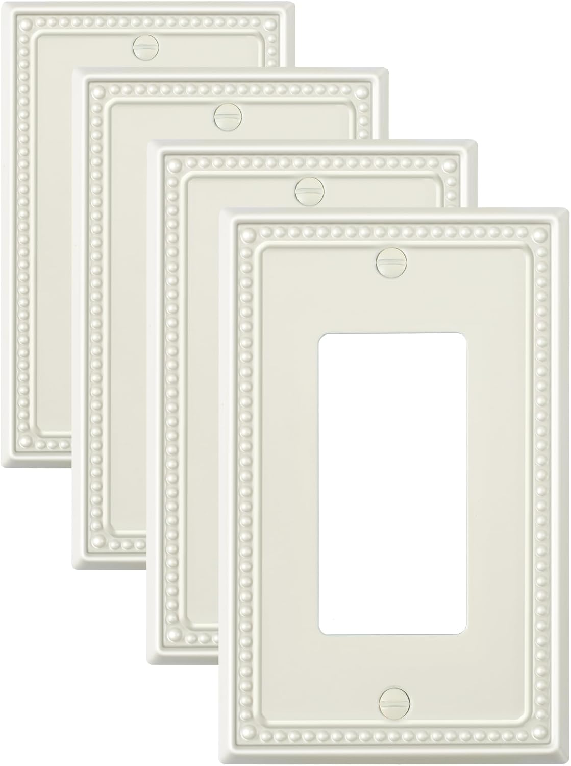4-Pack Decorator Outlet Cover Plate, Decorative Switch Plates and Outlet Covers, Light Almond Metal Wall Plates for Electrical Outlets, Receptacle, GFCI Outlet, Dimmer Switch