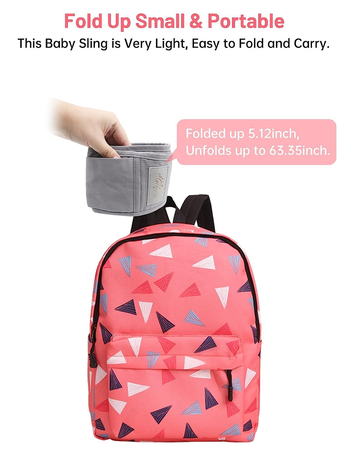 Baby Sling Carrier, Pure Cotton, Ergonomically Adjustable Baby Carrier Newborn to Toddler, Easy to Use, Portable, Ideal for 0-36 Months, Up to 33 lbs (Grey)