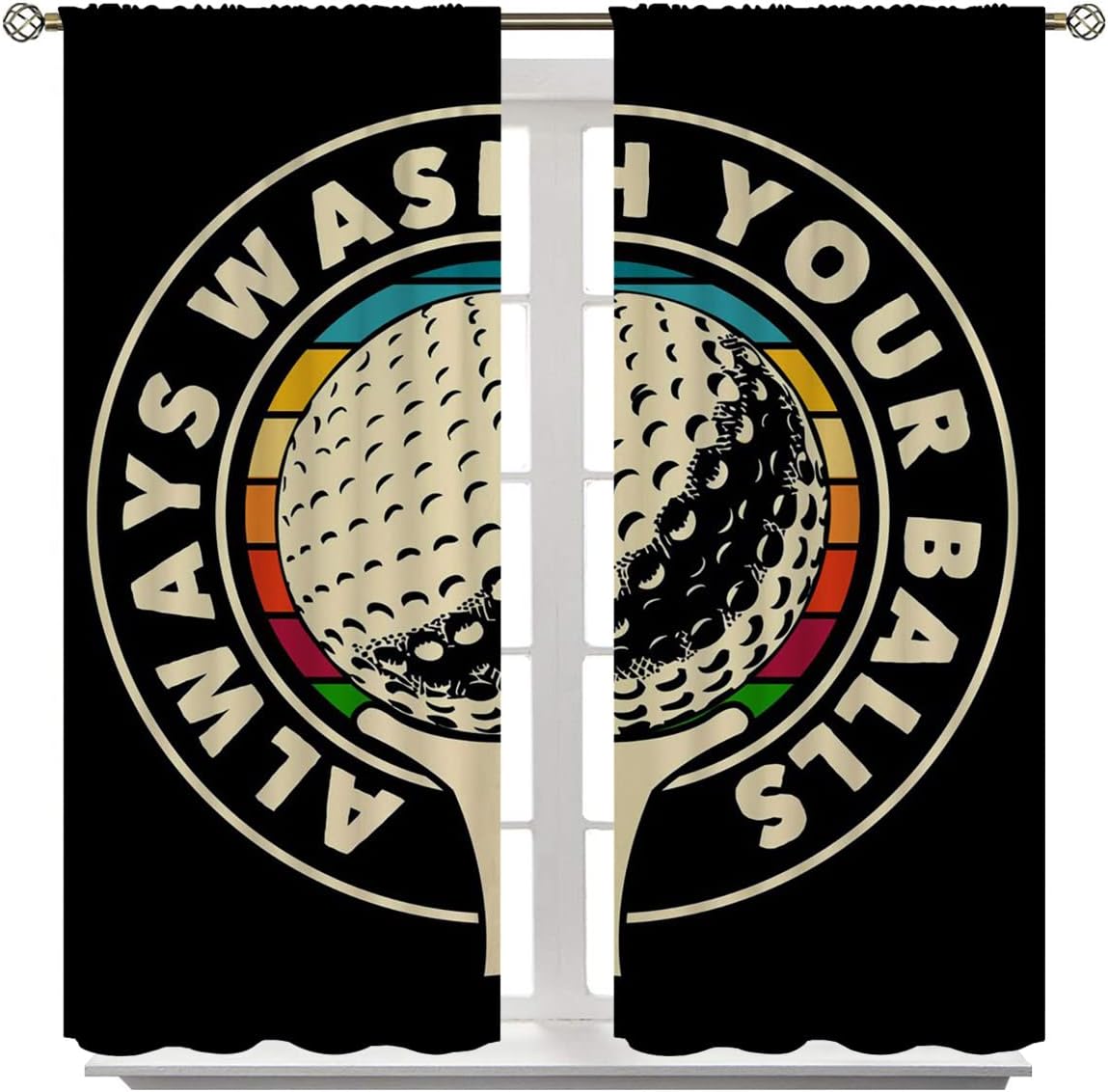 Golf Blackout Curtains for Boy Girl Room Darkening Decor,Sport Theme and White Motto Dark Background Bedroom Living Room Home Rod Pocket Thermal Insulated Window Curtain/Drapes Panel,42x63 Inch…