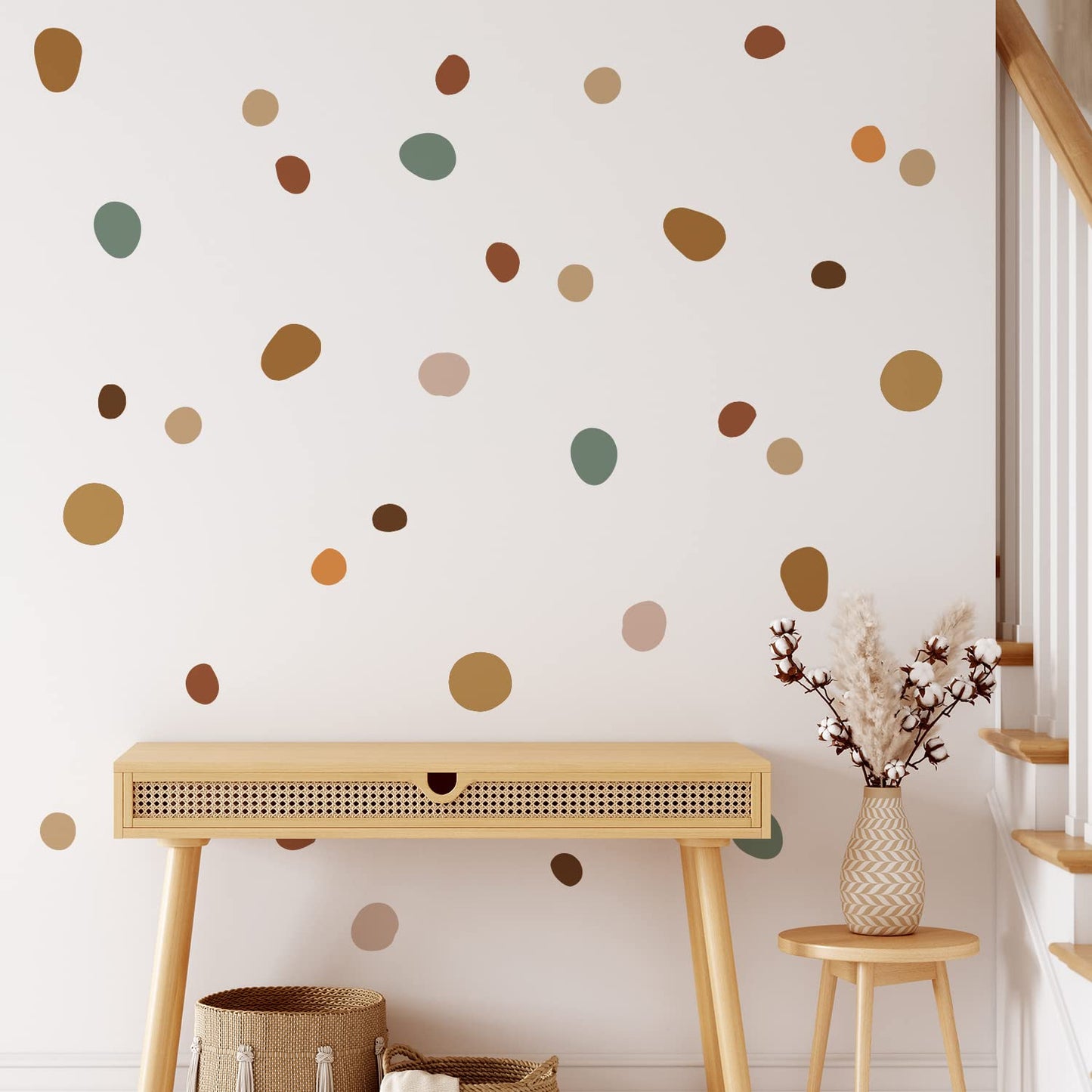 Boho Polka Dot Wall Decals 84 PCS, Boho Wall Sticker for Girls Room Living and Playroom Nursery, Removable Wall Decals Kids Room Decor Vinyl Murals DIY Cute Decorations (12 Sheets)