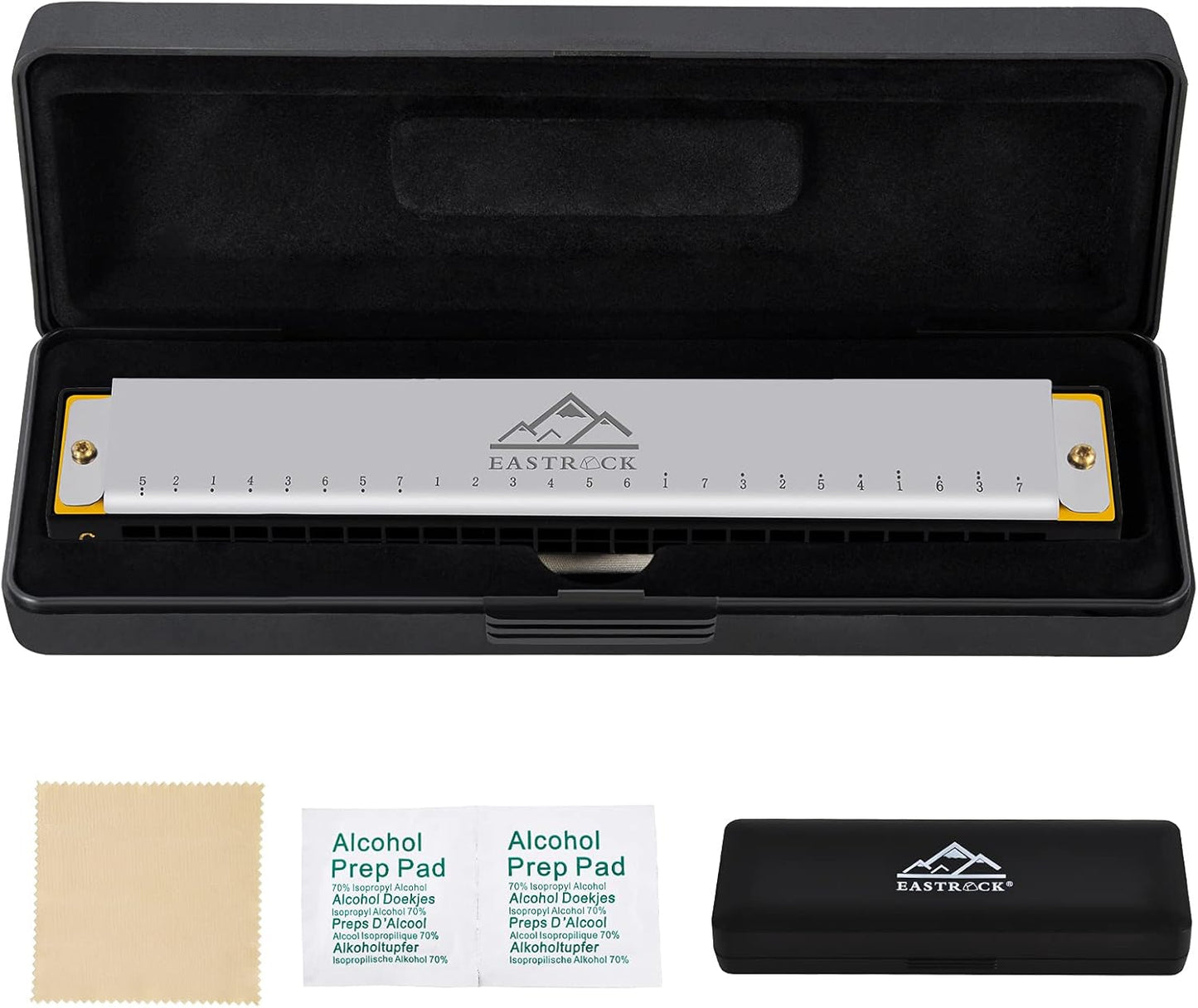 EastRock Blues Harmonica 24 Hole C Key with Case, Mouth Organ Harp, Diatonic Harmonica for Beginner, Adult, Professional, Students, Friends, Gifts