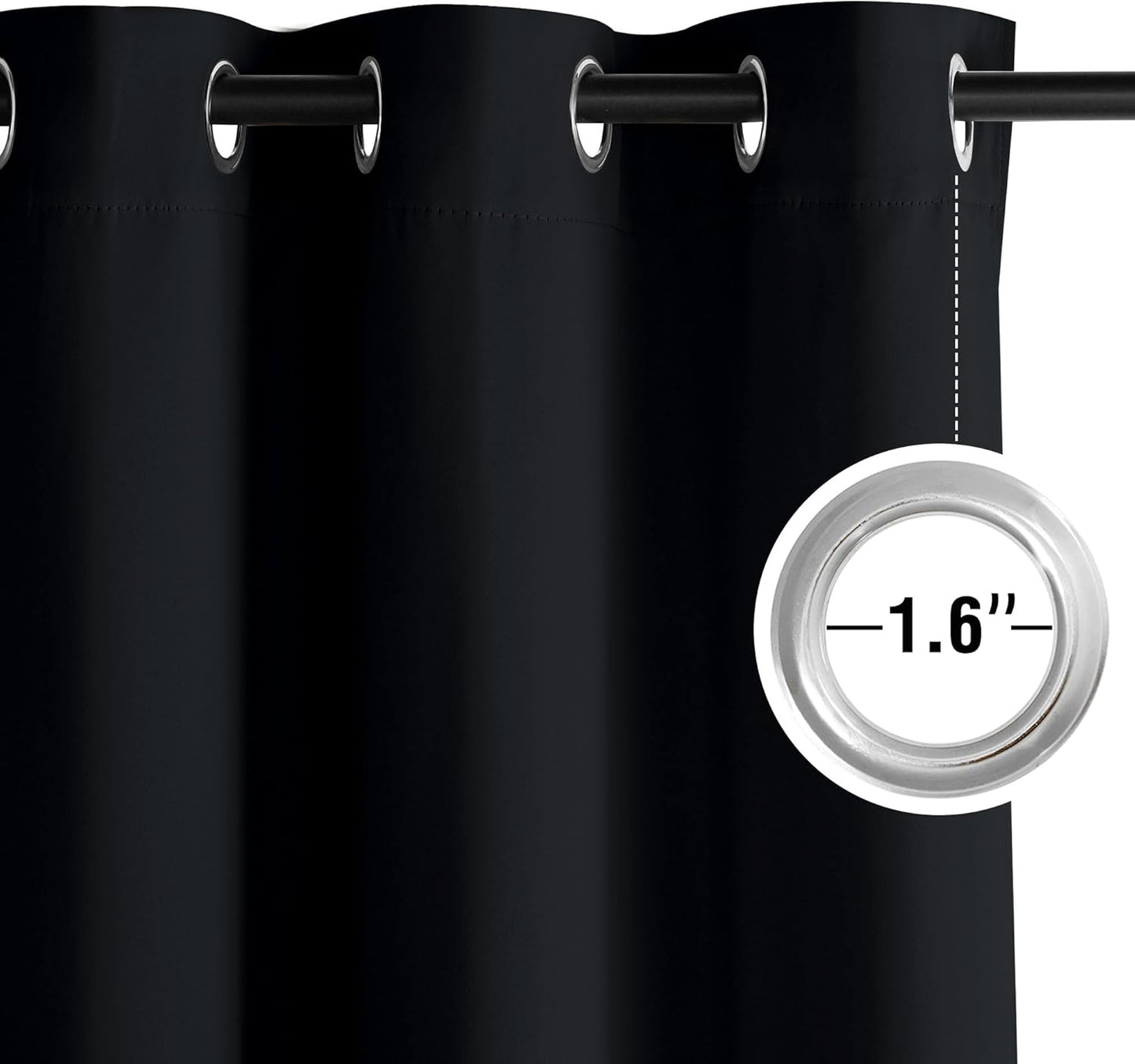 NICETOWN Black Blackout Curtains Bedroom Drapes 84 inch long 2 Panels, Cortinas Thermal Grommet Curtains for Living Room, Noise Reducing Privacy Window Treatment Shades for Nursery, Laundry Patio, W52