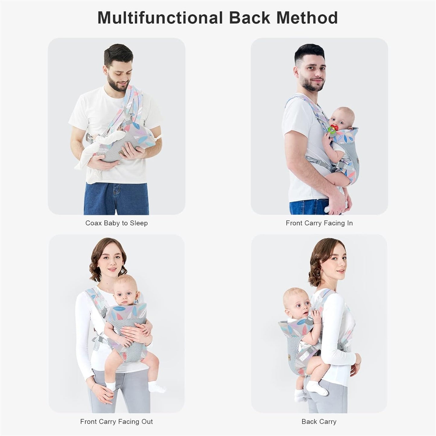 IULONEE Baby Carrier, Embrace Cozy 4-in-1 Infant Carrier Ergonomic Adjustable Holder Portable Convertible Front and Back Backpack Carry for Infants Toddlers Babies Girl and Boy 7-45 Pounds (Blue)