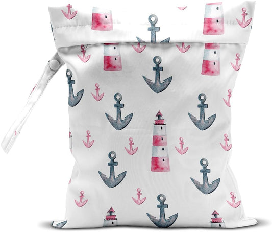 Wet Bag, Wet Dry Bag, Wet Bag for Swimsuit, Travel, Beach, Pool, Diapers, Dirty Yoga Gym Clothes, Makeup Bag, Waterproof Reusable Beach Bag Ocean Decor Starfish Sea Horse Anchor