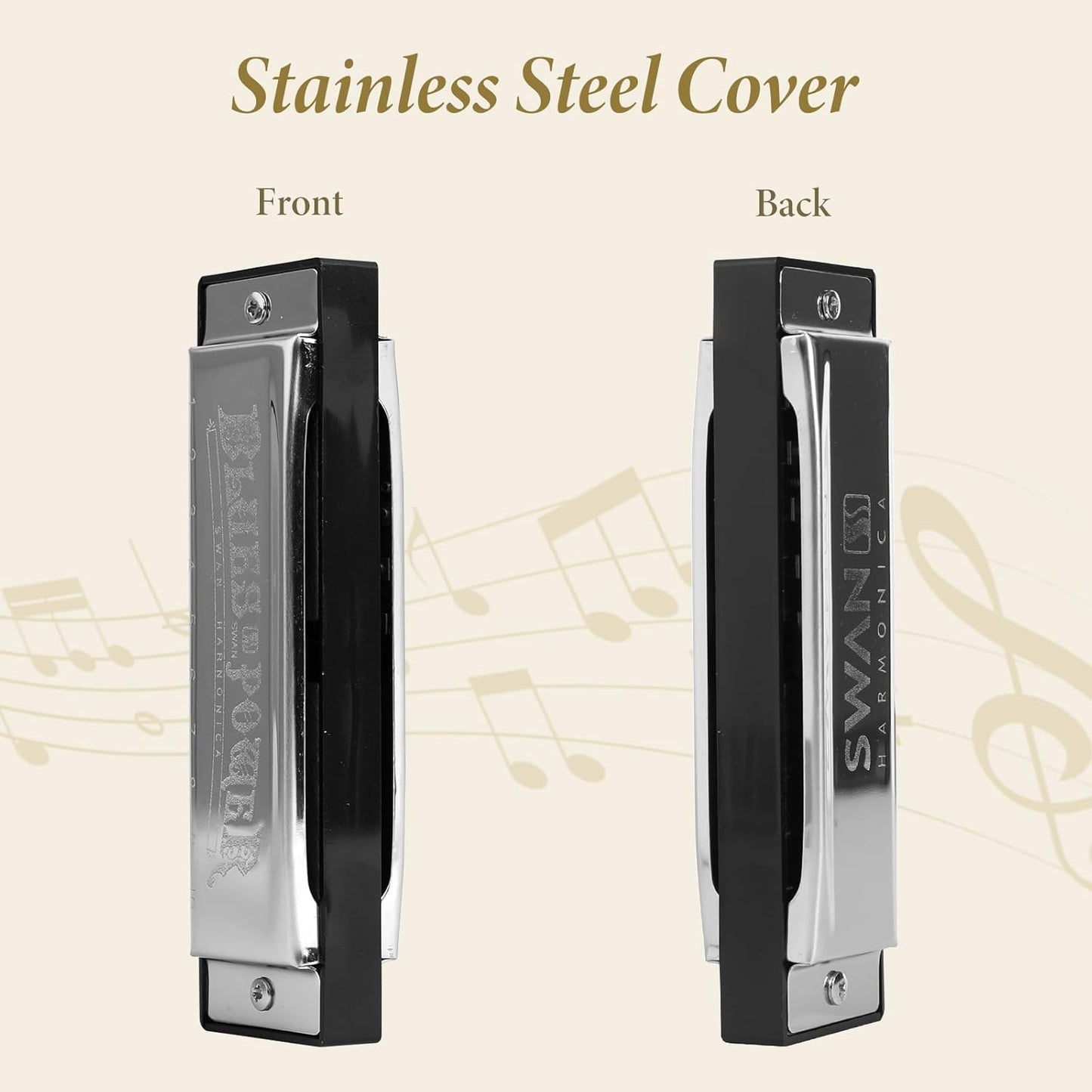 Swan Harmonica 10 Hole Blues Harmonica Set 7/12 Tone Set Suit Gift Box Mouth Organ Harmonica for Beginners Adluts (12 tone set)