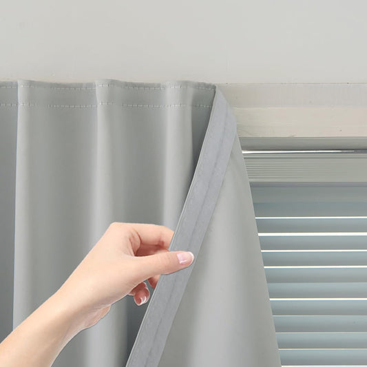 self Adhesive Curtains Portable Blackout Curtain Simple and Easy to Install Bedroom Window Thermal Lnsulated Kitchen Room Darkening Black Small Drapes, 35" W X 59" L, White, 1 Panel