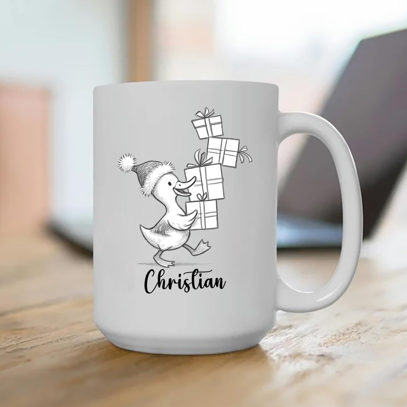 Duck Lover White Ceramic Mug Gift For Girlfriend/Boyfriend/Besties/Sibling, Personalized Duck Accent Coffee Cup, Customized Ducks Coffee Mug With Name, Cute Animal Lover White Travel Mug 11 15 Oz