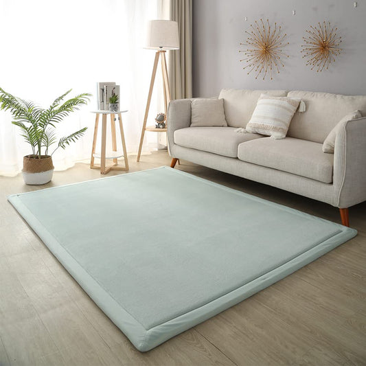 Loartee Nursery Rug Coral Velvet Crawling Rugs Mat Area Rugs Play Crawling Mat(5'11"x6'7", Light Green) for Toddler Children Play Mat Yoga Mat Exercise Pads Carpet