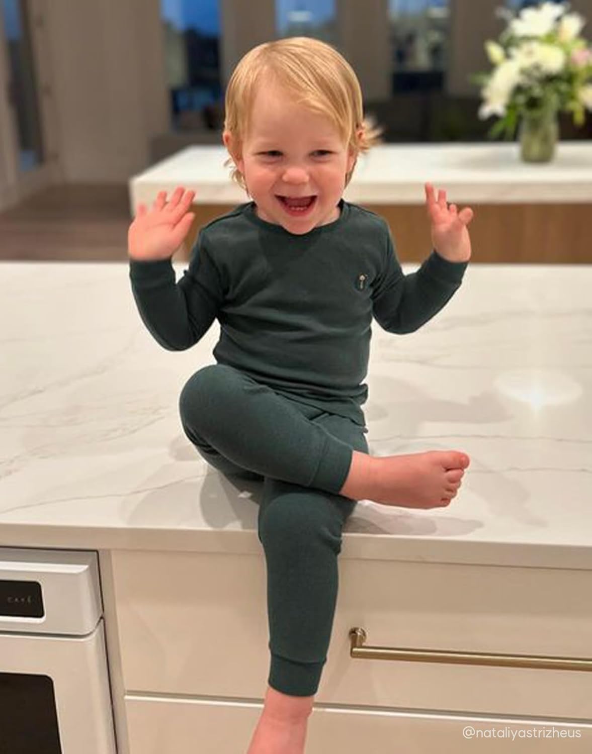 moimoln Pajamas Set 6M-5Y Solid Ribbed Unisex Baby & Toddler, Soft Viscose, Snug-Fit, Everyday Sleepwear