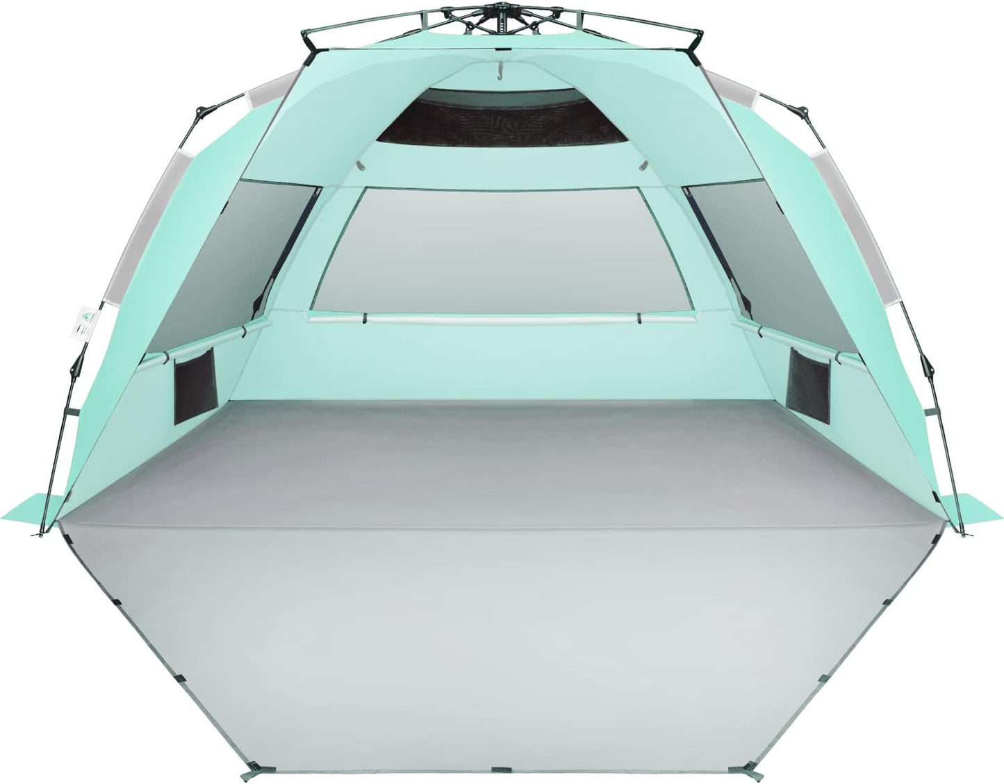 Oileus XX-Large Pop Up Beach Tent Sun Shelter for 5-6 Person Portable Sun Shade Instant Tent for Beach with Carrying Bag, Stakes, 6 Sand Pockets, Anti UV for Fishing Hiking Camping Light Green