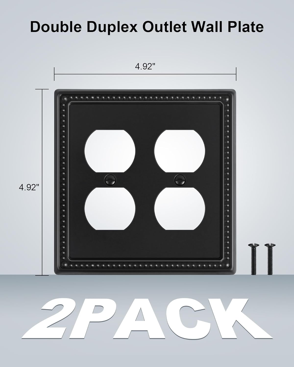 2-Pack Double Duplex Outlet Cover, Metal Switch Plates and Outlet Covers, Black Pearls Decorative Wall Plates for Electrical Outlets, 2 Gang Receptacle Cover, Corrosion Resistant