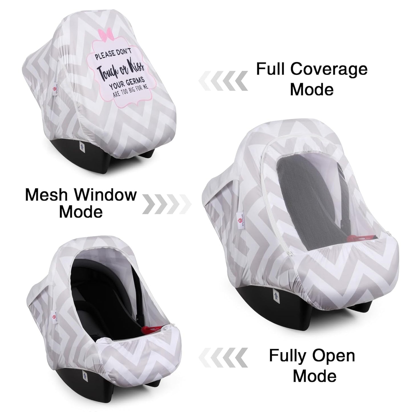 Metplus 2-in-1 Baby Car Seat Cover, Multi Use Cover for Baby Car Seat Canopy with Privacy Sun Shade, Protect Your Baby's Safety Seat with Style, Infant Carrier Covers for Boys & Girls