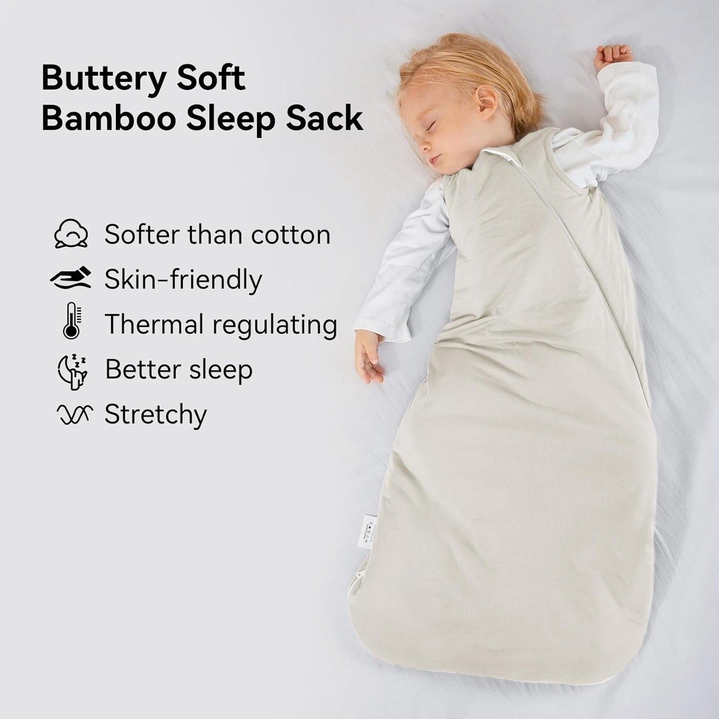 Rayon Made from Bamboo Sleep Sack 0-36 Months 1.0 Tog Ultra Soft Baby Wearable Blanket Toddler Sleeping Sack for Babies (Oat, XXL(24-36M))