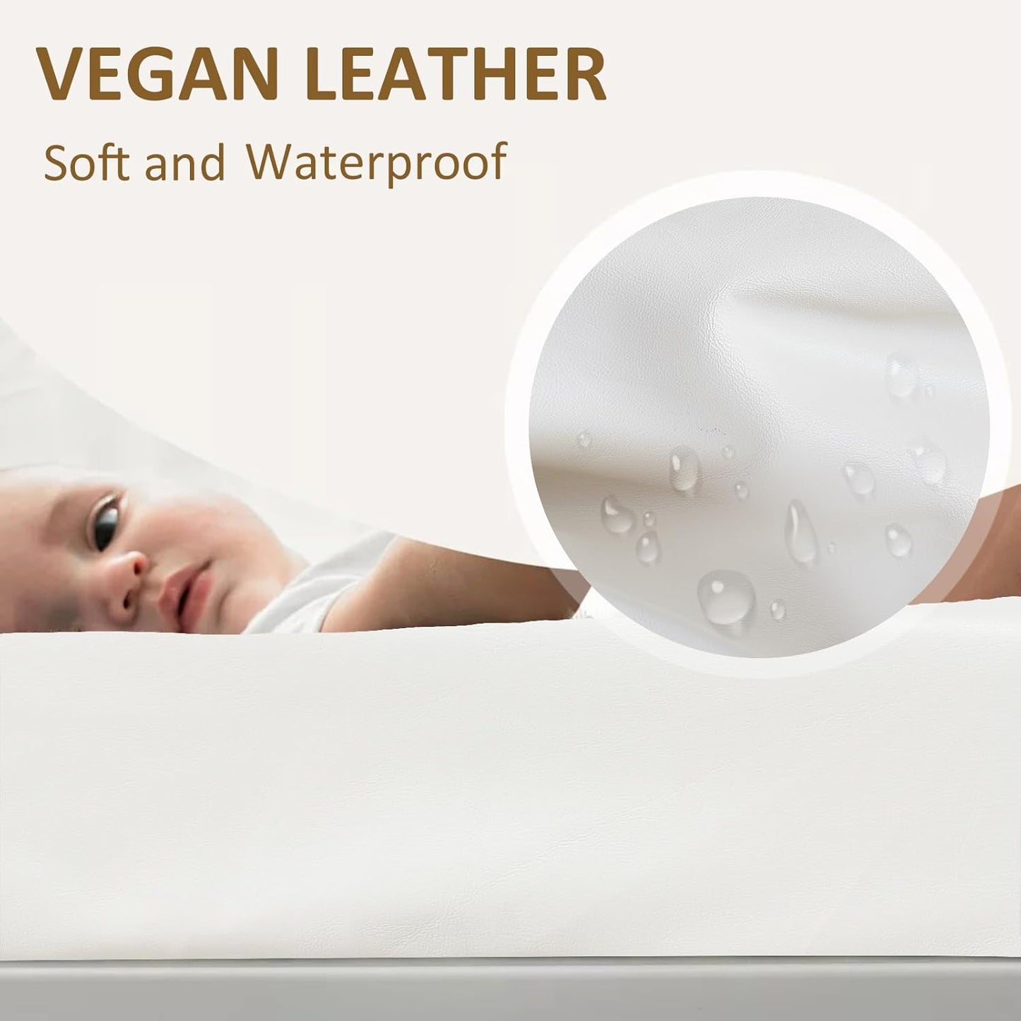 Owlowla Changing Pad Cover,Waterproof Changing Pad Covers-Soft Leather Diaper Changing Table Cover,Fits Standard Changing Pads for Baby Boy Girl（White）